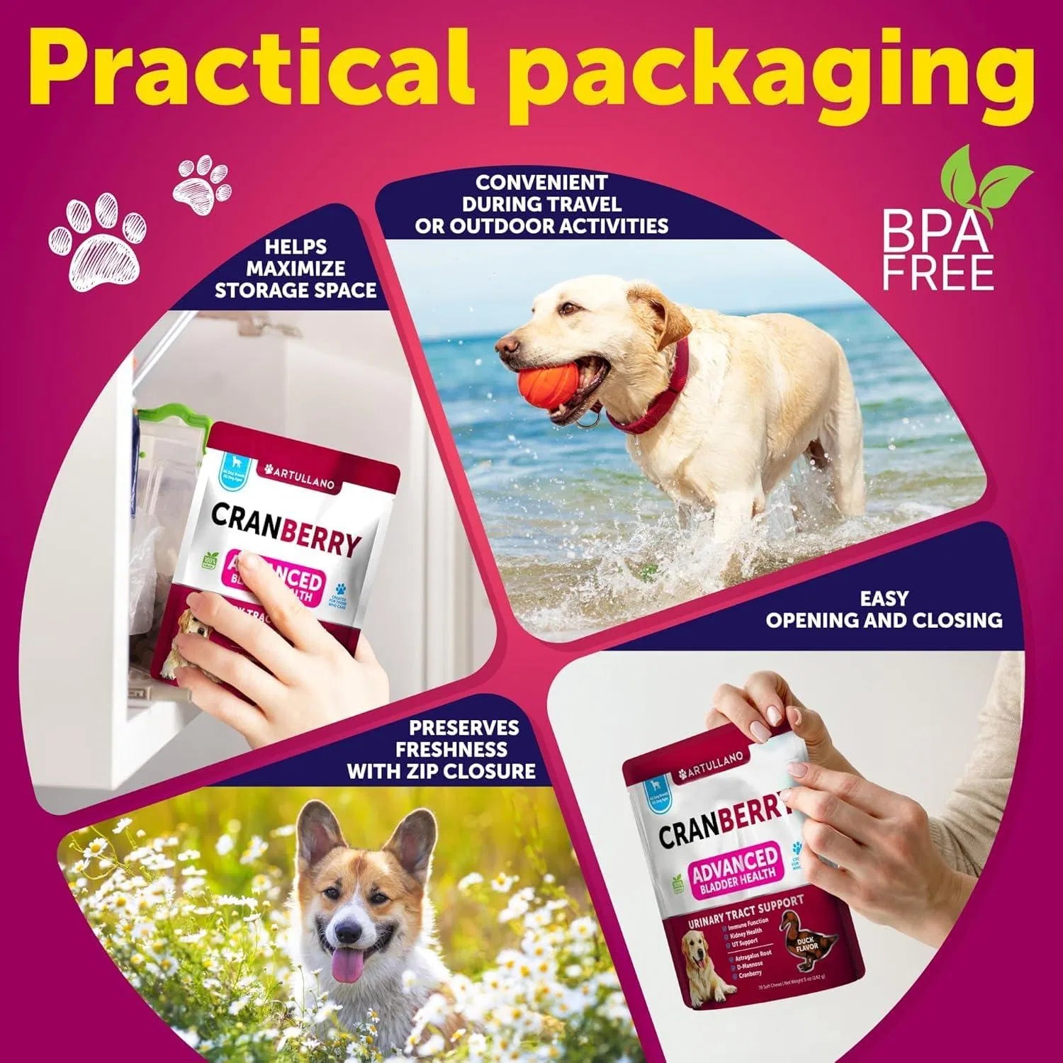 Lokia™ Crystal-Clear: Urinary & Kidney Support para Perros | Control de Vejiga y Arándano Rojo (70 Soft Chews)