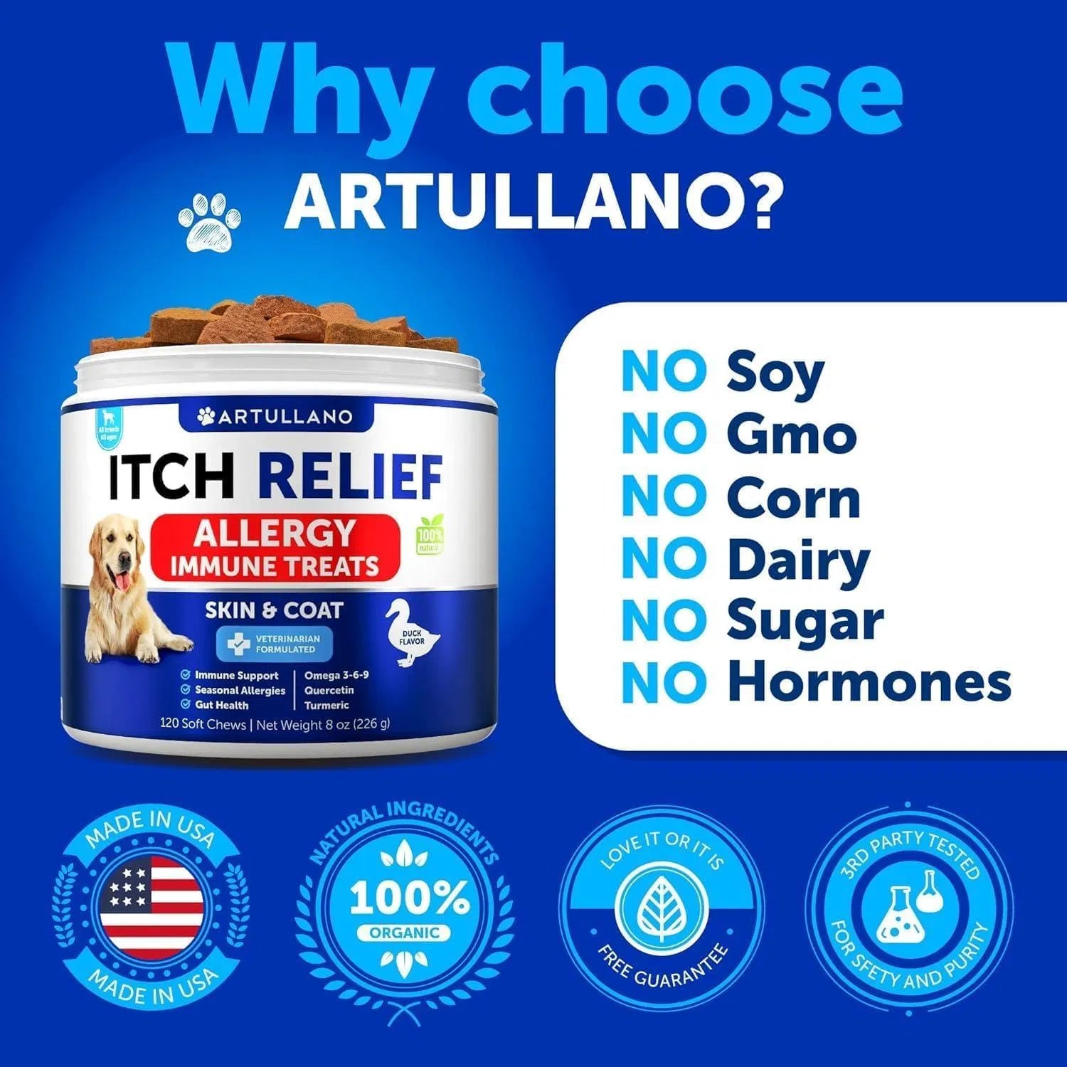 Lokia™ Itch-Free: Allergy & Immune Support para Perros | Alivio de Picor y Salud de la Piel (120 Soft Chews)
