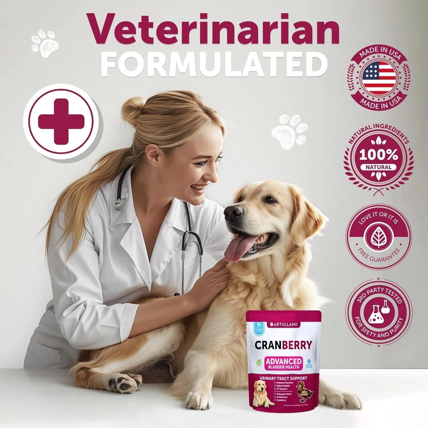 Lokia™ Crystal-Clear: Urinary & Kidney Support para Perros | Control de Vejiga y Arándano Rojo (70 Soft Chews)