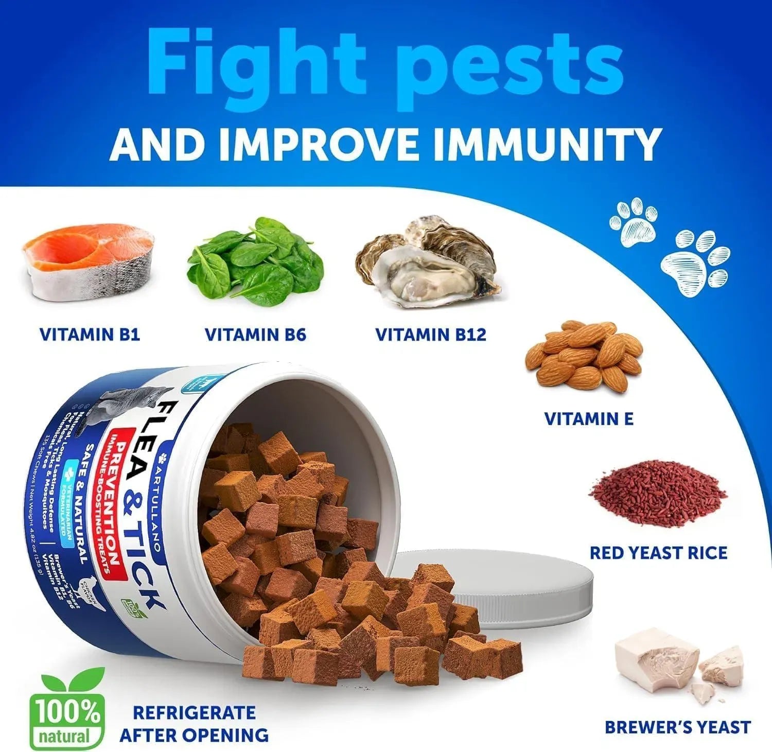 Lokia™ Cat-Shield: Prevención Natural de Pulgas y Garrapatas para Gatos | Con Vitaminas B1, B6 y B12 (135 Soft Chews)