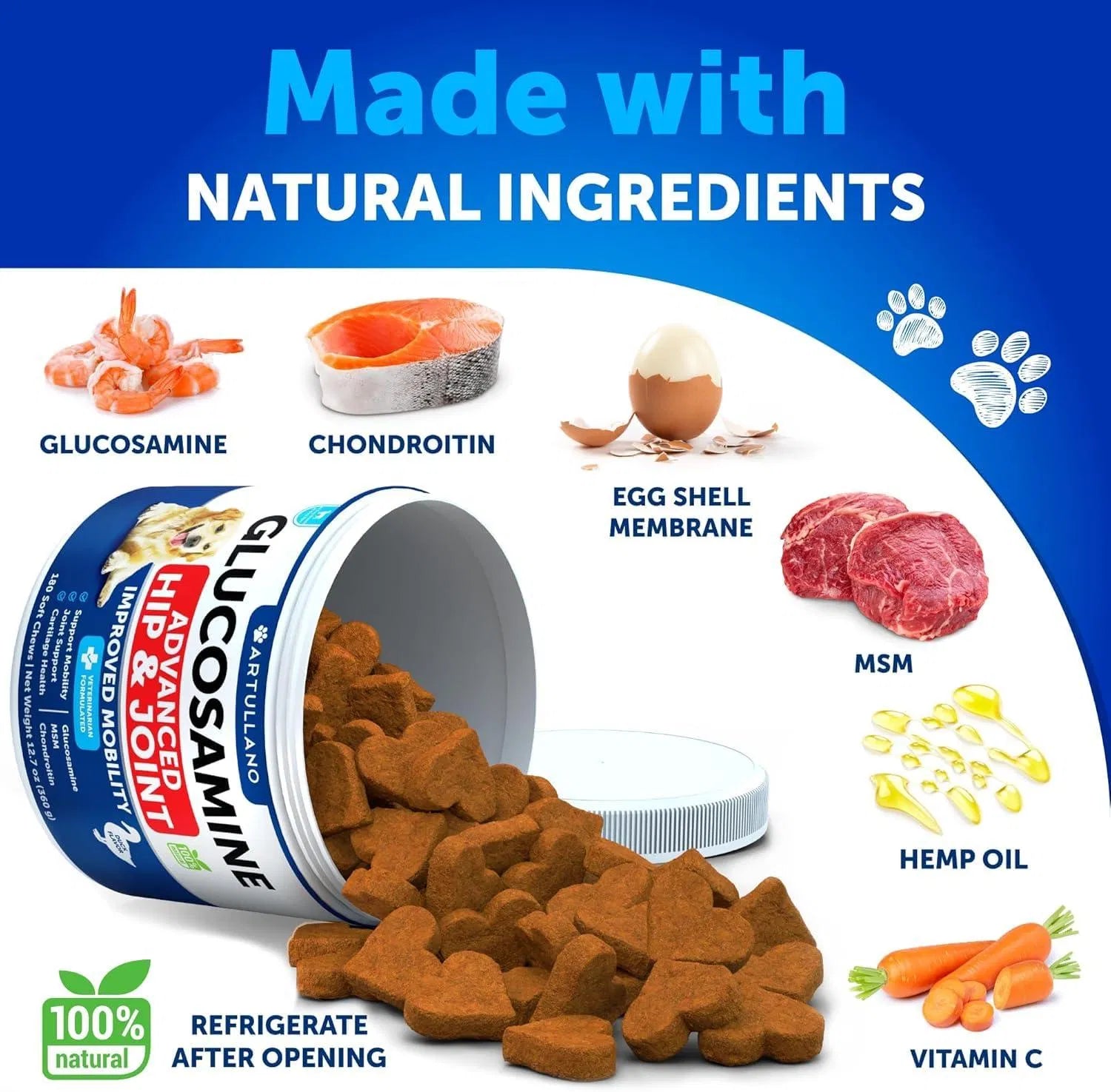 Lokia™ Flex-Move: Glucosamine & Chondroitin Complex | Soporte Articular, Cadera y Movilidad (120 Soft Chews)