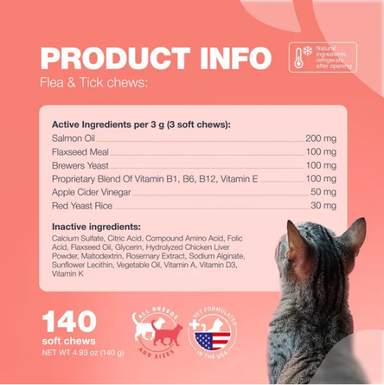 Lokia™ Salmon-Shield: Flea & Tick Defense | Protección Natural con Sabor a Salmón (135 Soft Chews)