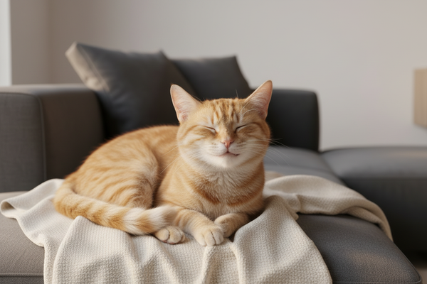 Gato feliz en primer plano en salón moderno